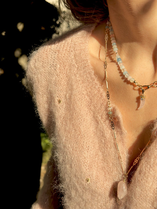 Sautoir morganite sur plaqué or chaine