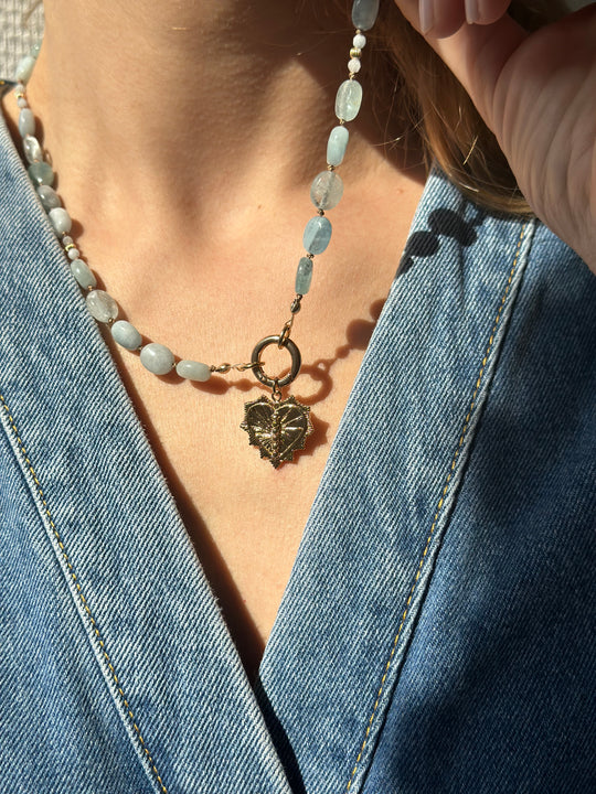 Collier Heart to heart en aigue-marine