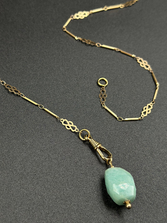 Collier amazonite et chaîne infini plaqué or