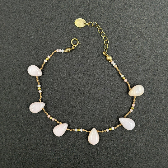 Bracelet Satin heart en opale rose