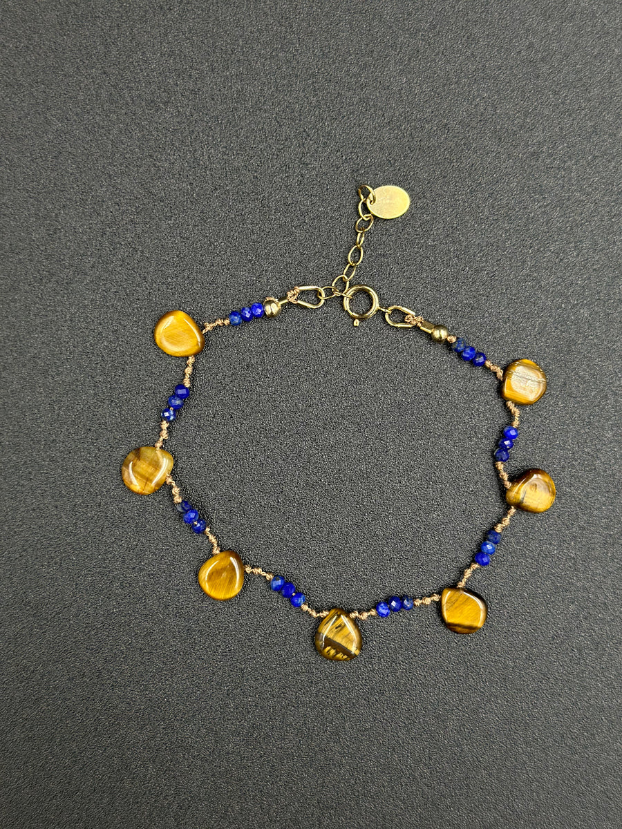 Bracelet Tiger force en oeil de tigre & lapis-lazuli